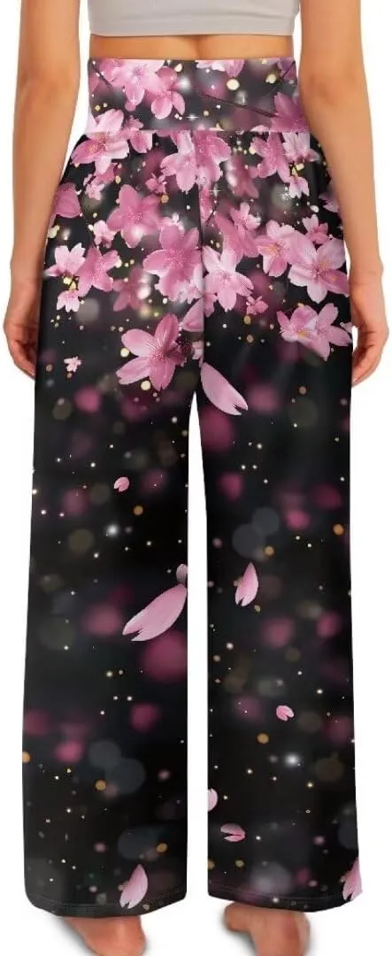 Yuuxorilu Womens Wide Leg Palazzo Pants Casual High Waist Flowy Trousers Loose Lounge Pant with Pockets