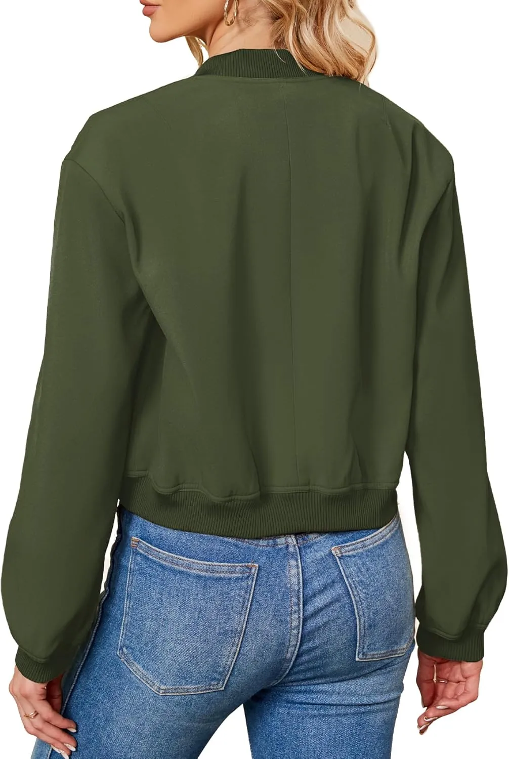 Zando Womens Bomber Jacket Button Down Short Cropped Jackets Long Sleeve Baseball Varsity Jacket Casual Jackets with Pockets