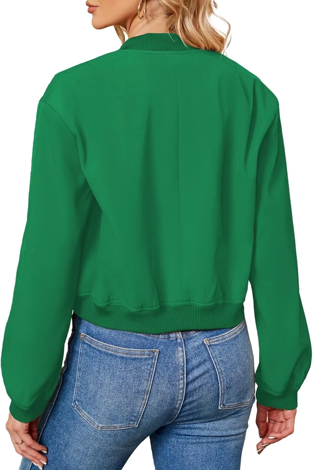 Zando Womens Bomber Jacket Button Down Short Cropped Jackets Long Sleeve Baseball Varsity Jacket Casual Jackets with Pockets