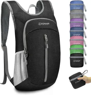 ZOMAKE 10L Ultra Lightweight Packable Backpack, Small Daypack Light Foldable Backpacks Water Resistant Day Bag for Hiking(Black)