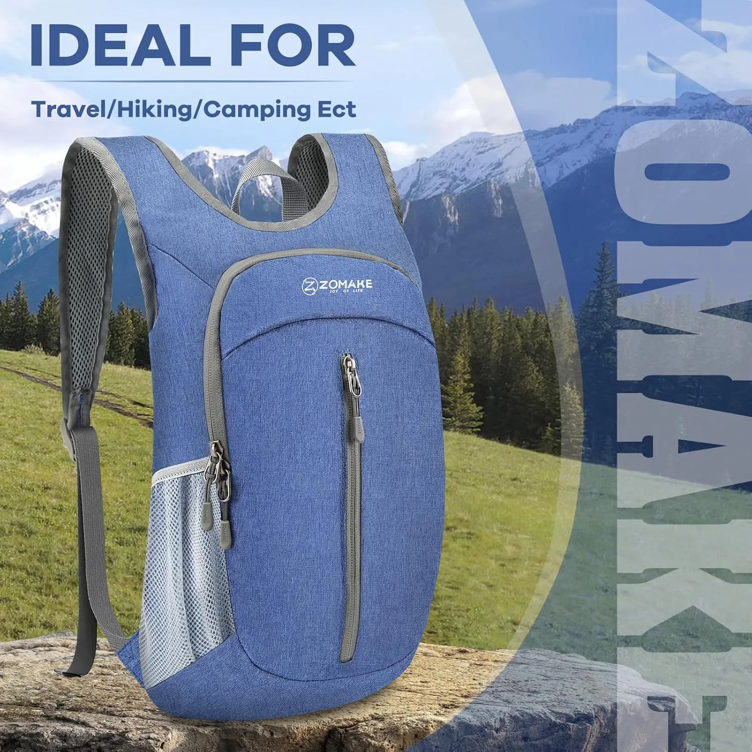 ZOMAKE 10L Ultra Lightweight Packable Backpack, Small Daypack Light Foldable Backpacks Water Resistant Day Bag for Hiking(Dark Blue)