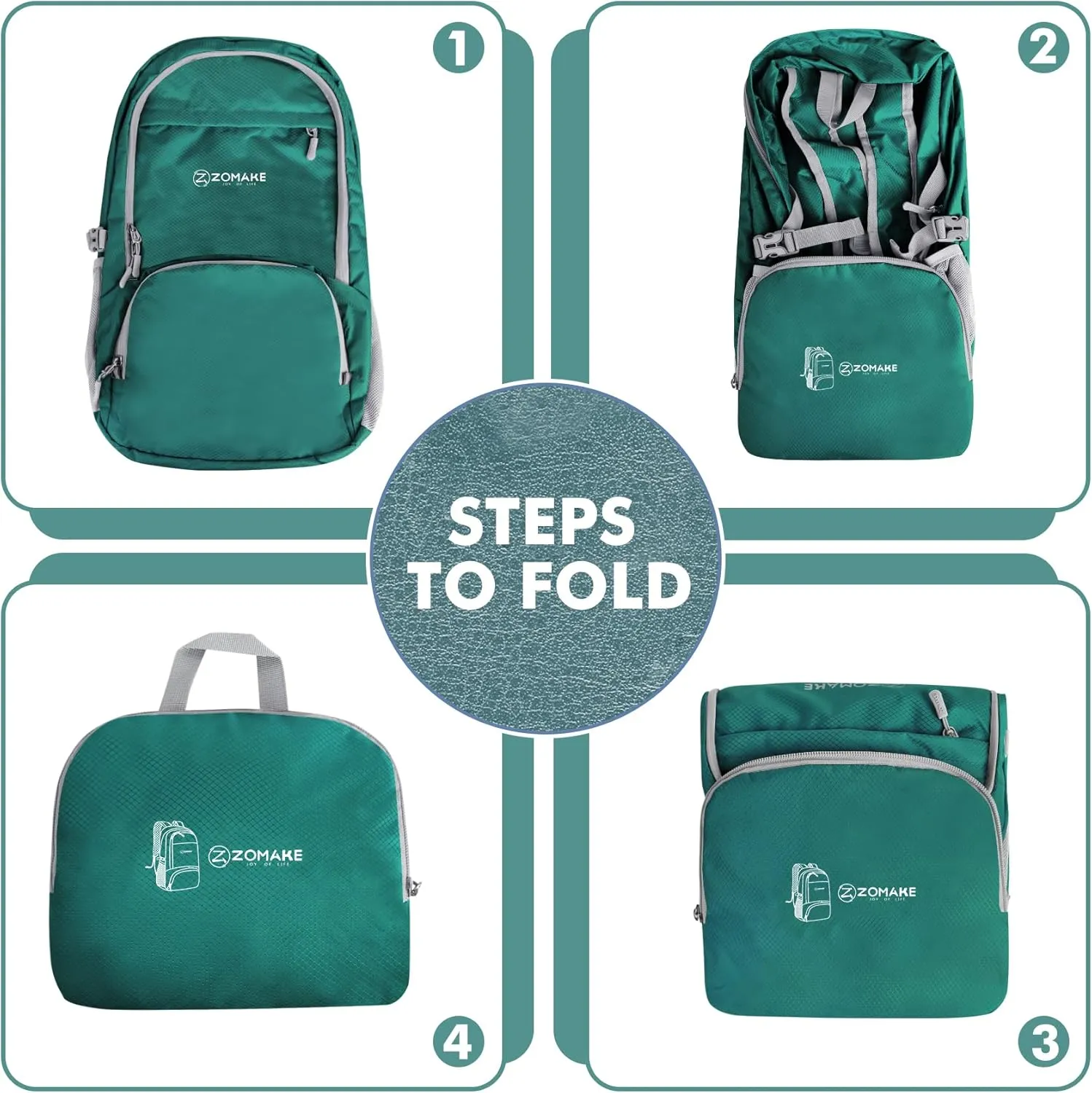 ZOMAKE Lightweight Packable Backpack 30L, Foldable Hiking Backpacks Water Resistant Compact Folding Daypack for Travel(Dark Green)