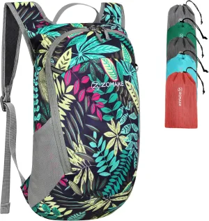 ZOMAKE Ultra Lightweight Packable Backpack 18L, Small Foldable Hiking Backpacks Water Resistant Folding Daypack for Travel(Mixed Color-Leaves)