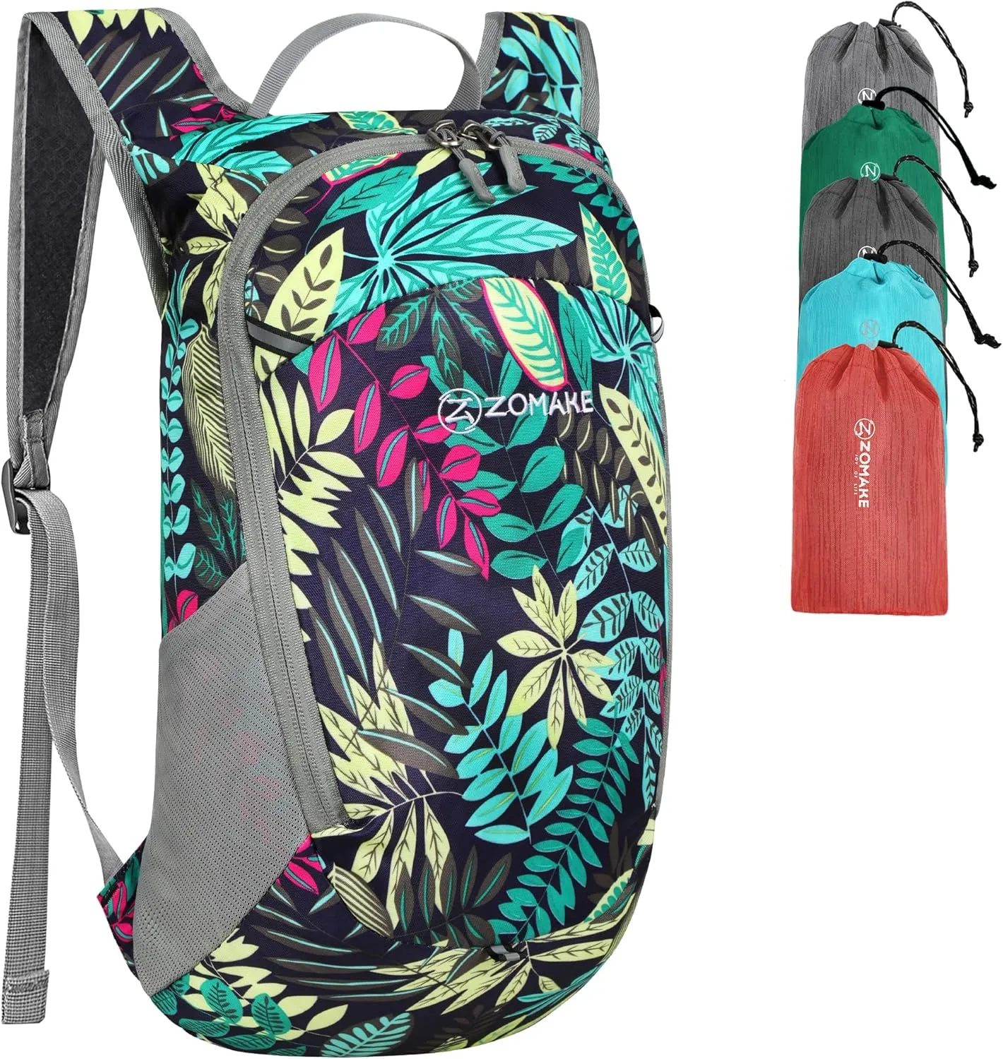 ZOMAKE Ultra Lightweight Packable Backpack 18L, Small Foldable Hiking Backpacks Water Resistant Folding Daypack for Travel(Mixed Color-Leaves)