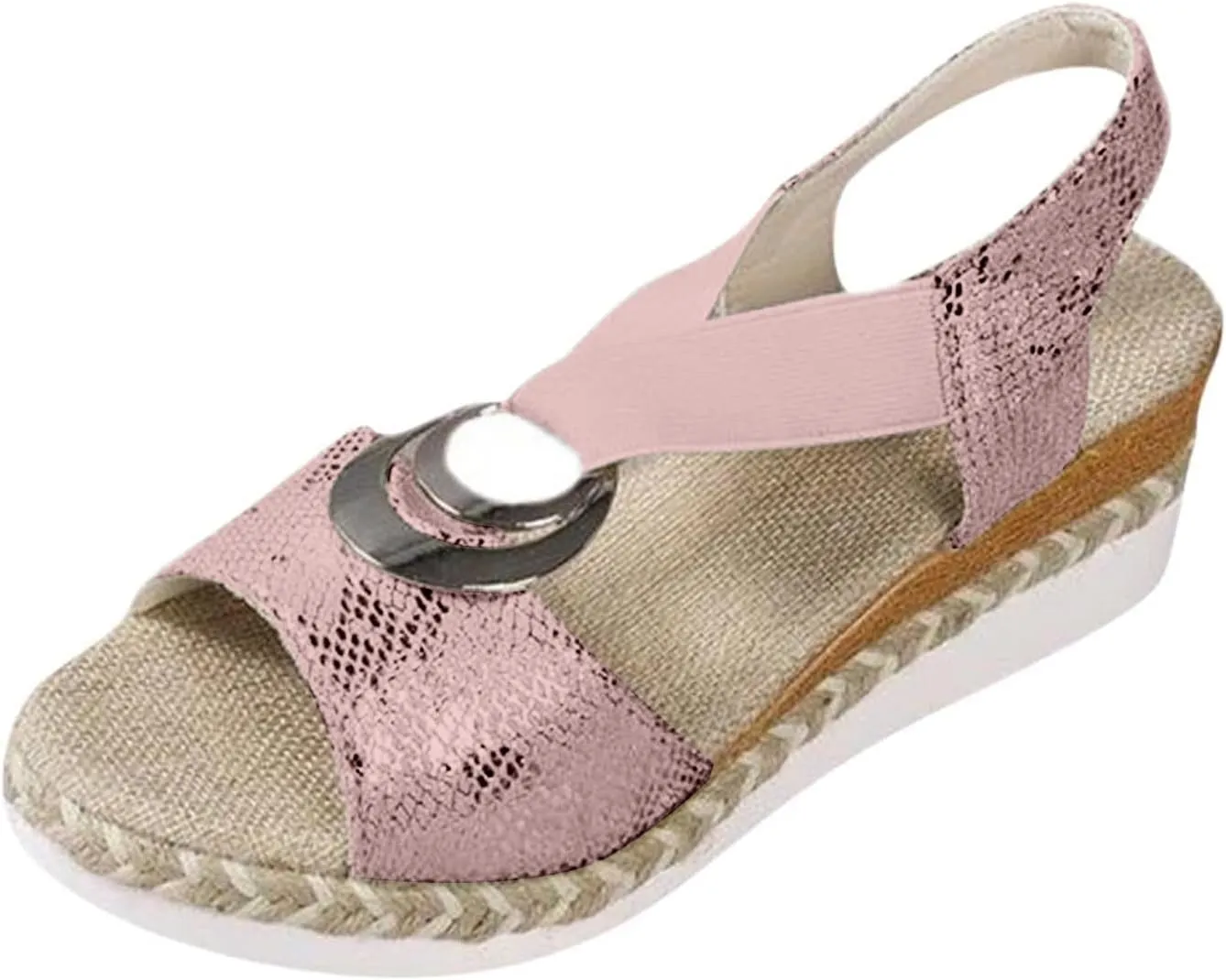 ZWRXW Orthopedic Platform Wedge Sandals for Women Open Toe Ankle Strap Espadrilles Sandals Comfortable Arch Support Wedge Sandal Casual & Dressy Summer Shoes with Metal Buckle